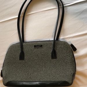 Grey and black Kate Spade mini hand bag